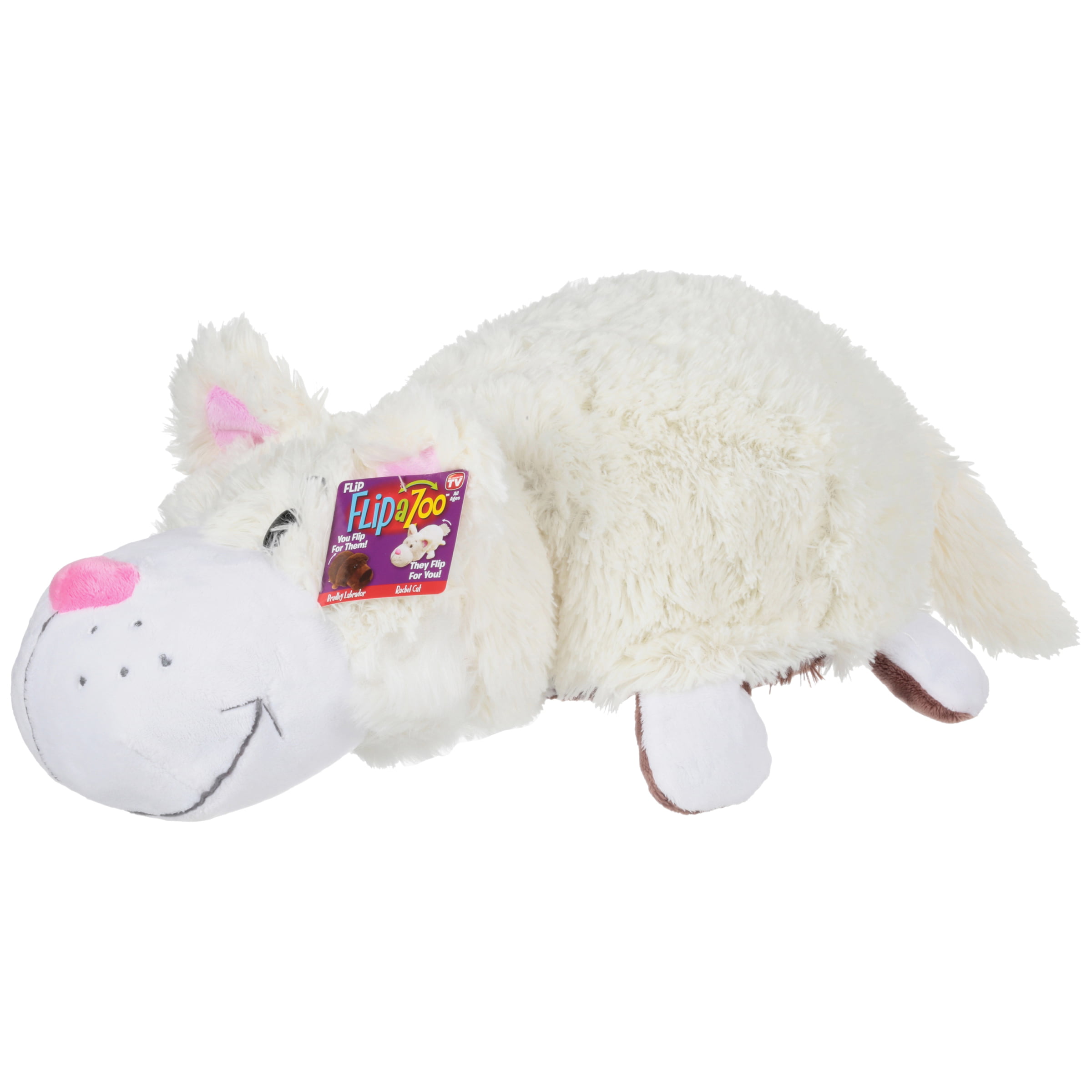 FlipaZoo 16inch Plush 2in1 Pillow Chocolate Labrador Transforming to White Cat for sale online 