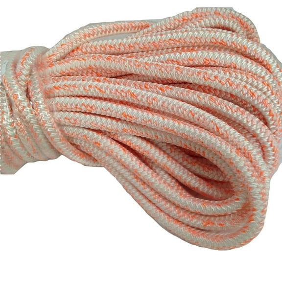 5/8" 12 carrier, 24 Strand Polyester Bull Rope, 150 ft, White/Orange