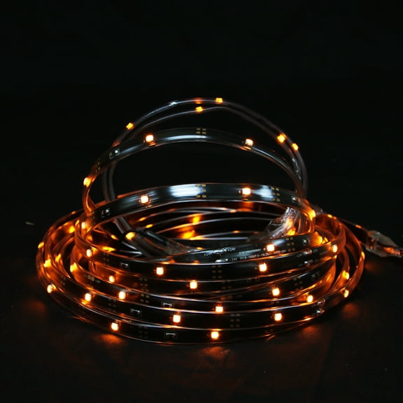 CC Christmas Decor LED Christmas Linear Tape Lighting - Black Finish - Orange Lights - 18'