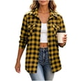 thumbnail image 4 of Jovrlynd Womens Flannel Shirt Plaid Button Down Collared Long Sleeve Fall Shirt Shacket with Pockets, S-2XL, 4 of 8