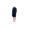 thumbnail image 2 of MONTEAU Womens Navy Pocketed Jersey-knit 3/4 Sleeve Boat Neck Knee Length Shift Dress Plus 2X, 2 of 2