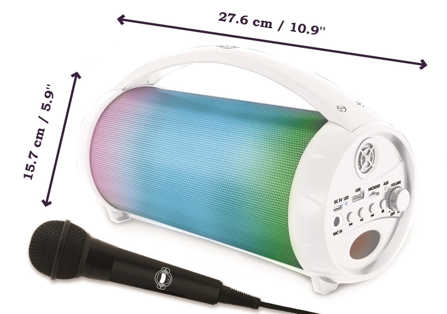 Lexibook iParty Portable Light Speaker with Mic, White