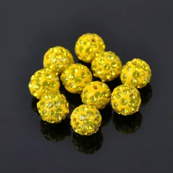 U8MO 20pcs 10mm Round Rhinestones Clay Disco Ball Loose Beads For Jewelry Making-Yellow