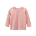 thumbnail image 3 of Girls Shirts Boys Casual Long Sleeve Solid Color Basic Tees Shirt Top Boys' Tops Pink 2 Years-3 Years, 3 of 3
