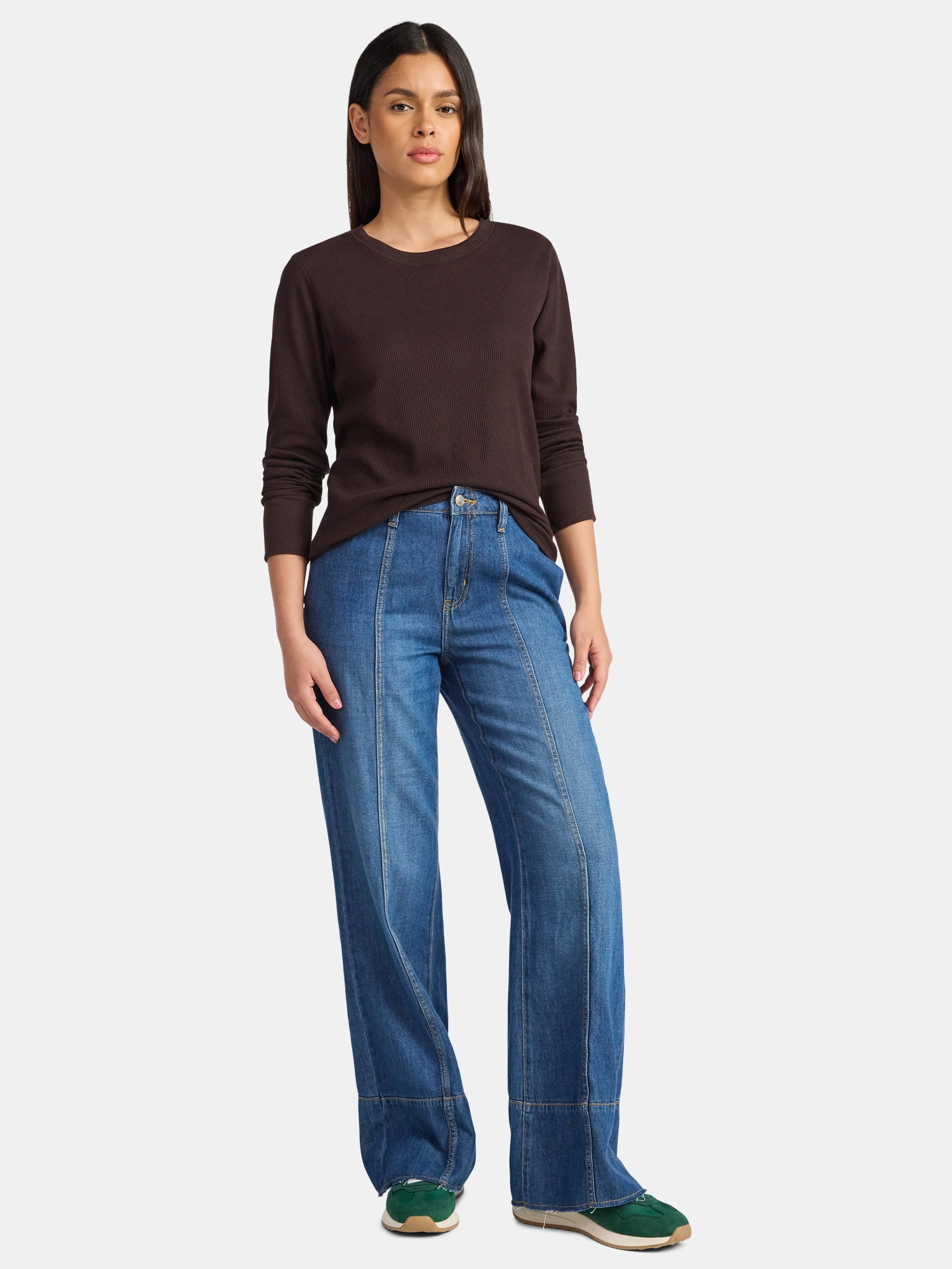 Time and Tru Women's Thermal Tee with Long Sleeves, Size XS-XXXL