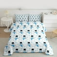 thumbnail image 2 of Manfei Cartoon Snowman Full Size Comforter Sets, Blue Snowflakes Bedding Comforter Set, Winter Theme Bedding Sets, Lightweight Room Decor, Reversible 3-Piece, 2 of 8