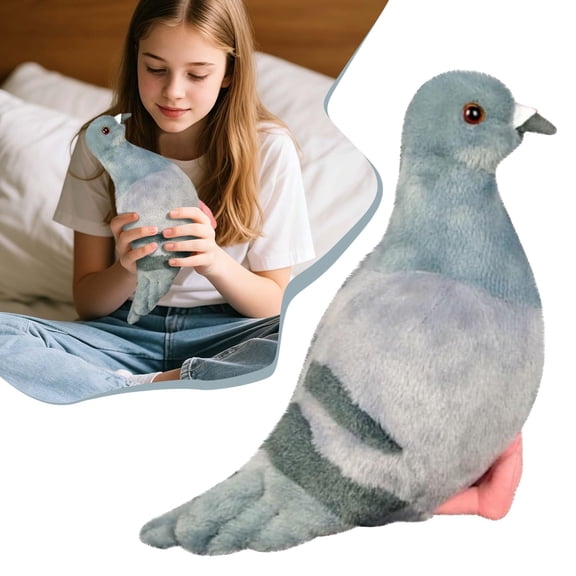 Apeya 7.87 Inch Pigeon Plush Toy, Cute Realistic Fluffy Bird Stuffed Animal, Soft Simulation Plushie Ornaments Home Decor Cushion Gift for Kids Friends