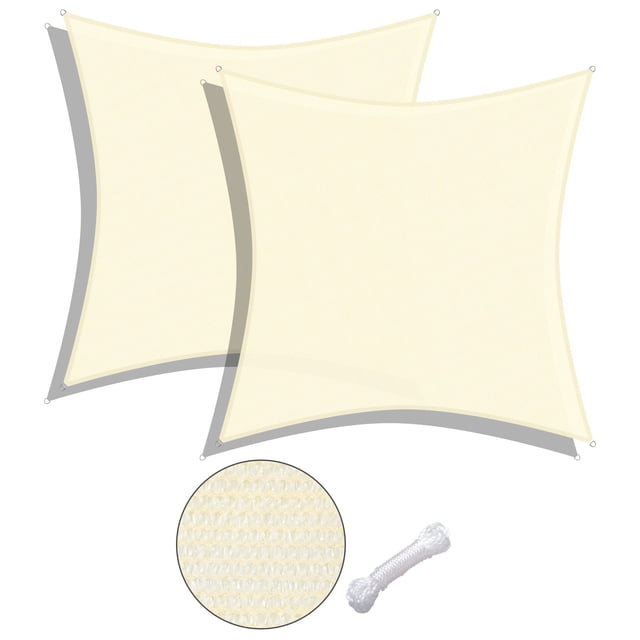 Yescom 2 Pack 18x18 Ft 97% UV Block Square Sun Shade Sail HDPE Canopy Patio Pool Yard