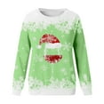 thumbnail image 4 of HNMKIU Hauts à Manches Longues pour Femmes Mode Automne et Hiver Loisirs Vacances Rouge Flocon de Neige Imprimé de Noël Col Rond Sweat à Capuche Manches Longues, 4 of 4