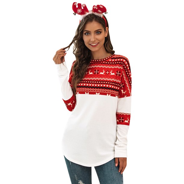Womens Christmas Tops Cute Printed 