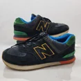 thumbnail image 2 of New Balance 574 Mens Sneakers Sz 9 Black Suede Mesh Varsity Green Athletic Shoes, 2 of 6