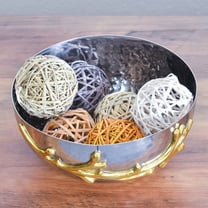 Berkware Two Tone Nickel Plated Decorative Serving Bowl with Gold Leaf Design - Potpourri Holder, Fruit Bowl, Candy Dish and Centerpiece Bowl