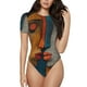 thumbnail image 1 of Fotbe Abstract Colorful Duality Body de Mujer con Cuello Redondo y Mangas Cortas, Sin Mangas Ajustado, Suave, Cómodo y Básico-XX-Large, 1 of 7