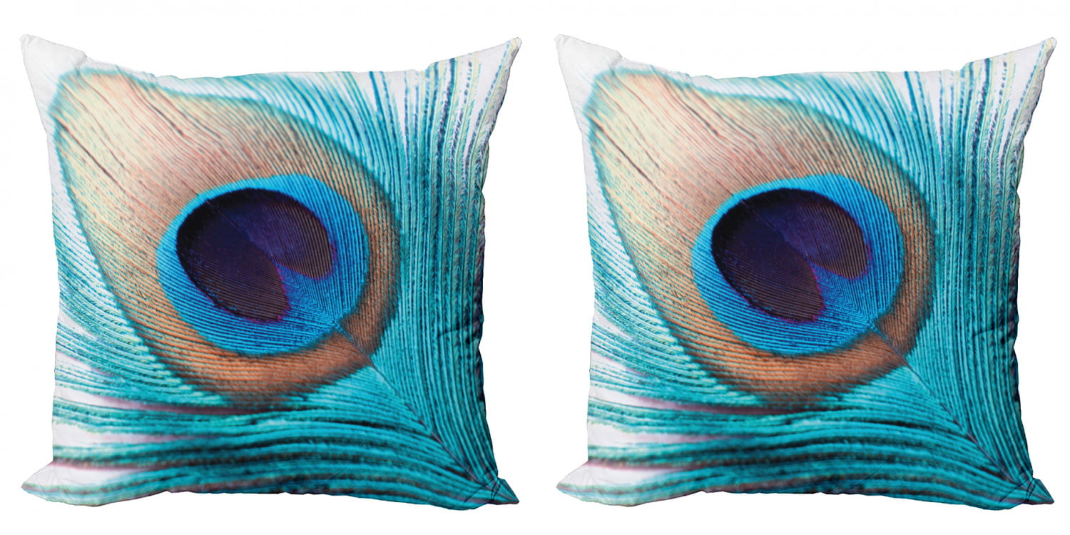 Peacock themed linen/Satin Throw Pillow Cushion cover with insert. 
