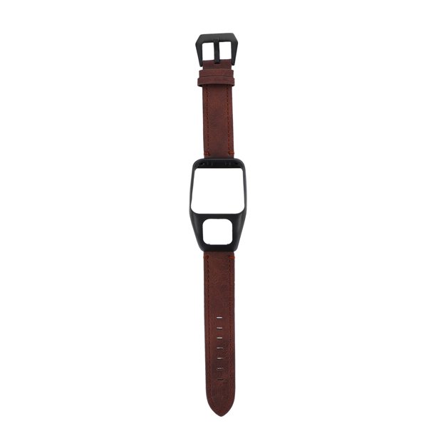 EeaseMX Correa de reloj de cuero con hebilla chapada en acero inoxidable, compatible con TOMTOM Runner 3 (café)