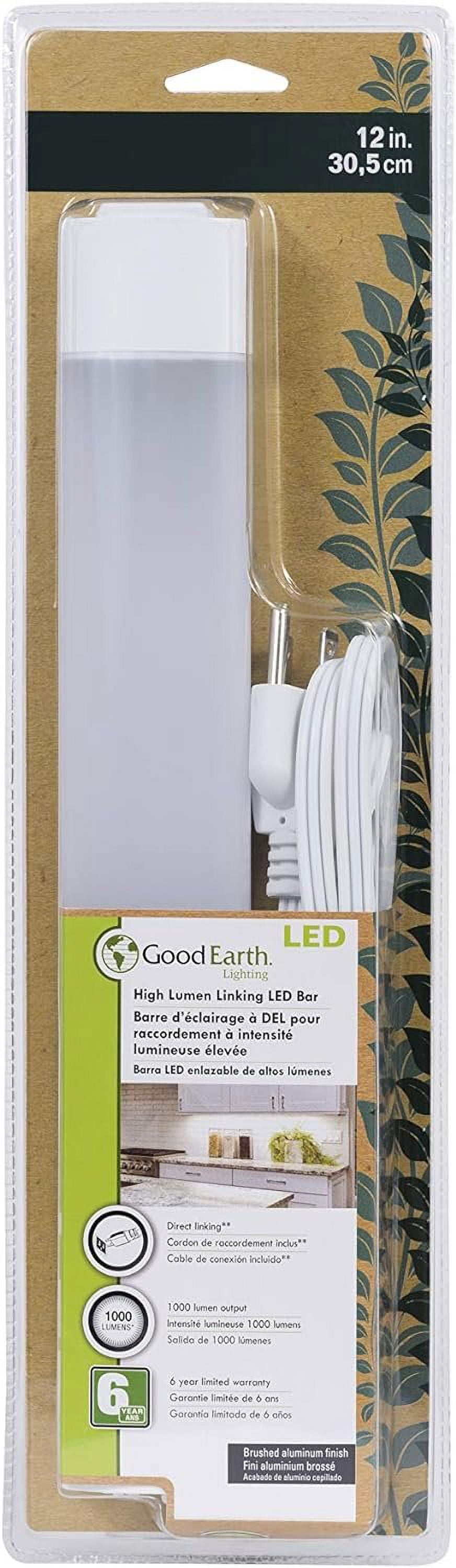 Good Earth Lighting 12-Inch Under Cabinet Light - LED Light Bar - Linkable Outlet - Under Counter Lighting - Damp Location - 1000 Lumens - 4000K - 50,000 Hour Rated Lamp Life - IP20 - White Finish