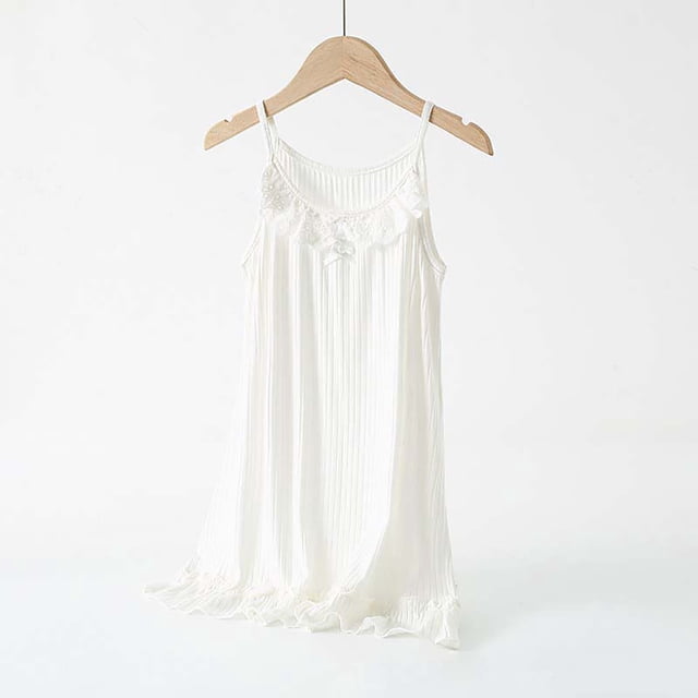 Weiqiqre Pyjama d'Été pour Femmes Ensemble Nuisette Satinée Soyeuse Sans Manches à Bretelles Spaghetti Robe de Pyjama Tenue de Nuit