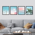 thumbnail image 3 of PixonSign Framed Wall Art Tropical Tree & Ferris Wheel Posters, Set of 4 Pastel Nature Blue & Pink Cloudy Sky Digital Art, Colorful Seascape Canvas Prints for Home Decor - 11"x14" Black, 3 of 5