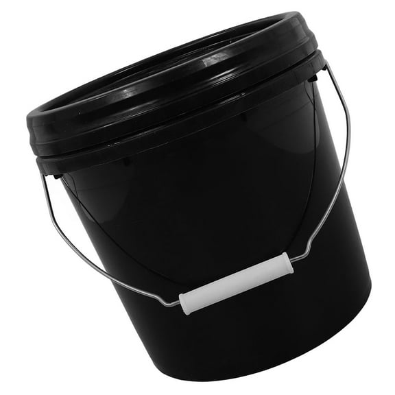 ELAYARD Heavy Duty Black Plastic Bucket with Leakproof Lid and Sturdy Handle for Household Storage and Utility Use