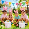 thumbnail image 2 of Twfbrm Easter Bunny Baskets, Classic Gingham Embroidered Rabbit Easter Egg Baskets with Ruffled Trim and Handle, Decorative Fabric Easter Egg Hunt Buckets Reusable Gifts Treat Tote Bags Party Favors, 2 of 6