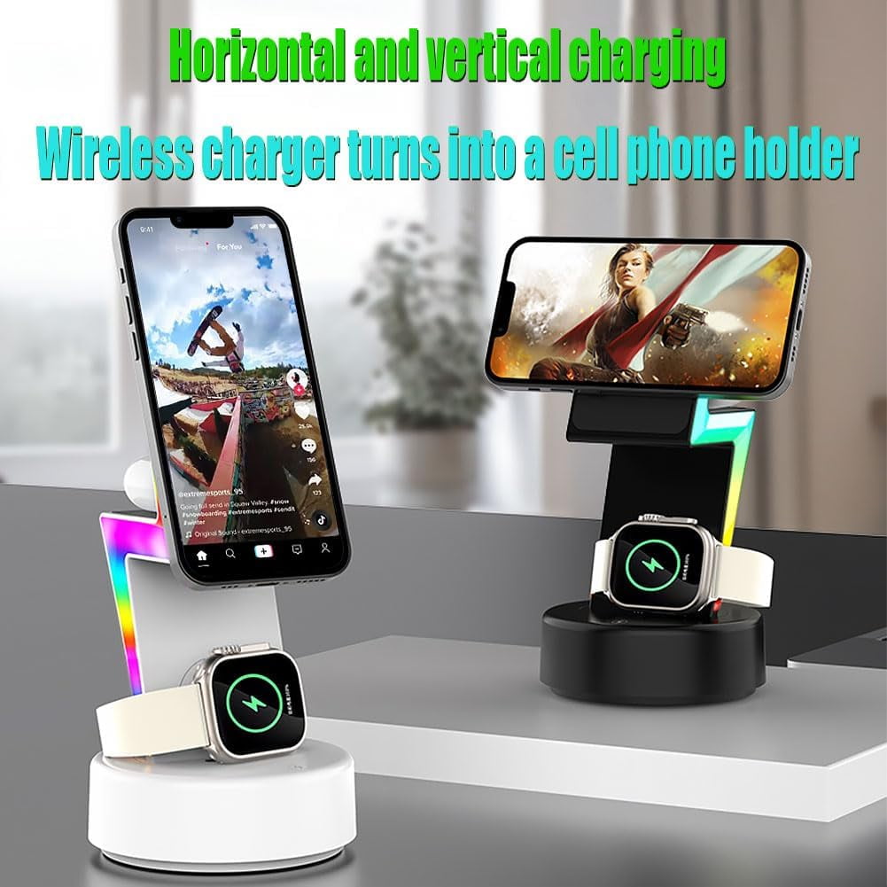 15W wireless magnetic fast charging dock for iPhone 15 14 13 12 11 X Pro Max Apple Watch Series 9 8 Ultra 7 6 SE 5 4 3 QI AirPods3/2/1/Pro