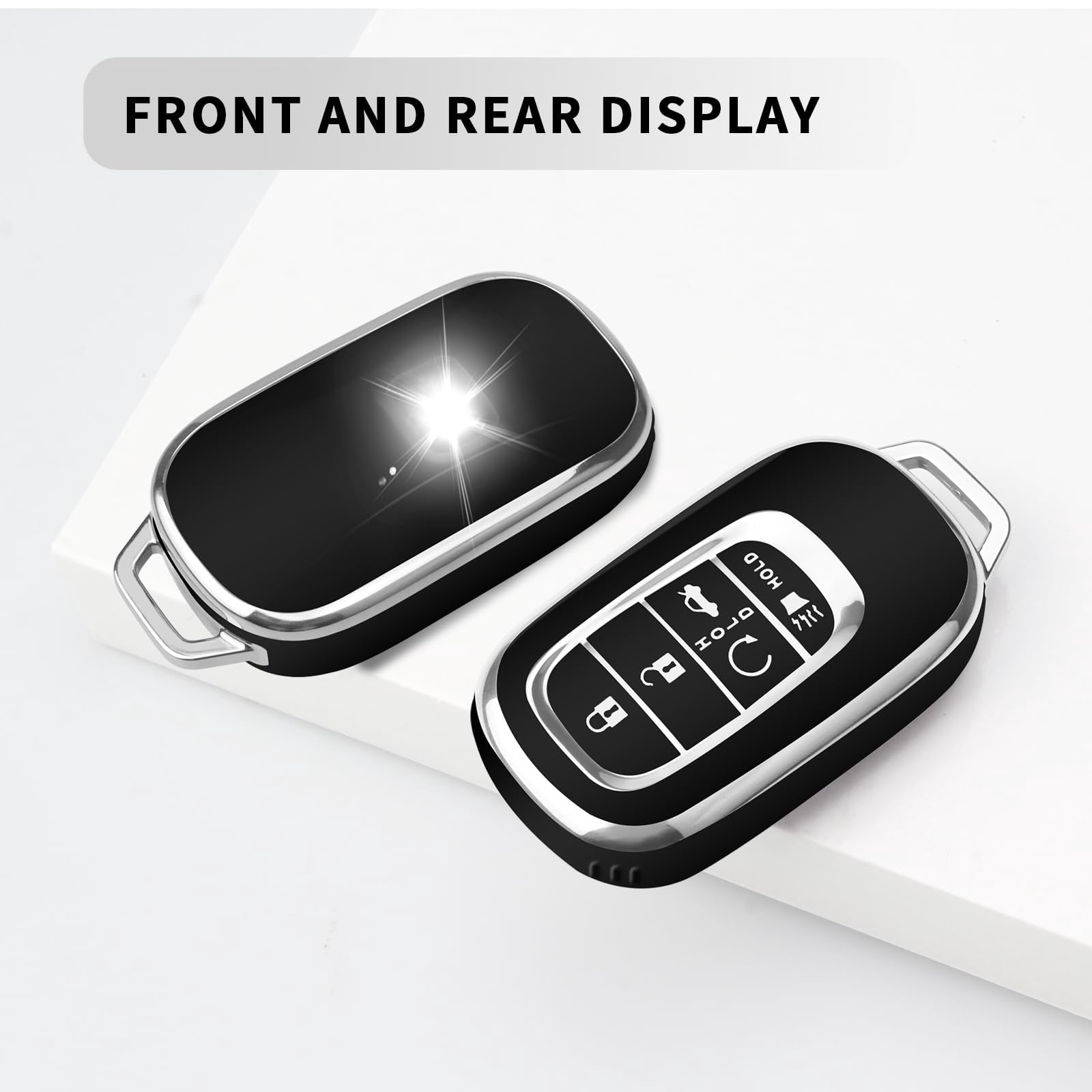 for Honda Key fob Cover, Soft TPU Car Key Case Protector with Leather Keychain Compatible with 2022 2023 2024 2025 Honda Accord Civic HR-V CR-V Pilot Odyssey smart Remote Key