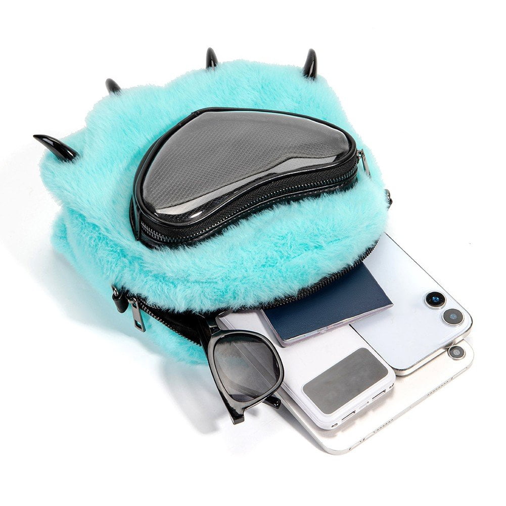 Hzzsbu Cute Paw Shape Plush Ita Bag Crossbody Sling Bag with Display Insert for Women