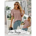 thumbnail image 6 of HUBERY Women Crewneck Ruffle Short Sleeve Cutout Solid Color Top, 6 of 7