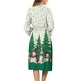 thumbnail image 2 of Yuyamidu Snowman Long Bathrobe for Women Christmas Robe Sleepwear Xmas Tree V-Neck Spa Robes Size 2XL Sexy Mid-Length Kimono Robes Trendy 3/4 Sleeves Night Dress, 2 of 7