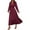 Wine, variant on qolati Women Fall Dresses Long Sleeve V Neck Maxi Dress Boho Long Dress High Waisted A-Line Ruffle Flowy Dress Black L