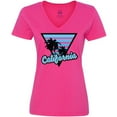 thumbnail image 3 of Inktastic California with Triangle and Palm Trees in Blue Women's V-Neck T-Shirt, 3 of 5