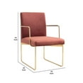 thumbnail image 5 of Fabric Upholstered Dining Chair with Metal Sled Base, Gold and Copper- Saltoro Sherpi, 5 of 5