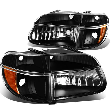 For 95 To 01 Ford Explorer 97 Mercury Mountaineer Pair Of Black For 95 To 01 Ford Explorer 97 Mercury Mountaineer Pair Of Black Housing Amber Corner Headlight Headlamp 96 98 99 00 Left Right