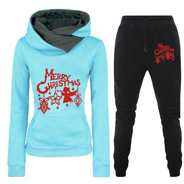 Puntoco Conjunto de dos piezas de suéter y pantalones estampados de manga larga con capucha y cuello redondo para mujer Puntoco Puntoco-7615