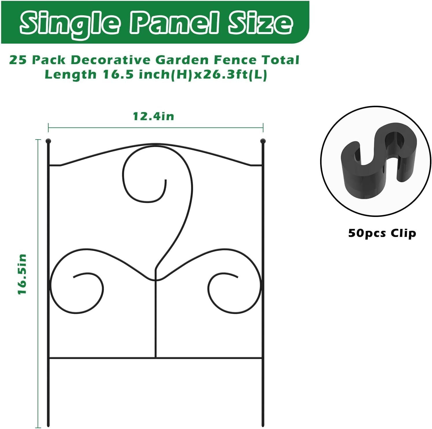 25 Pack Decorative Garden Fence Barrier Panels Landscape Outdoor Edging Border