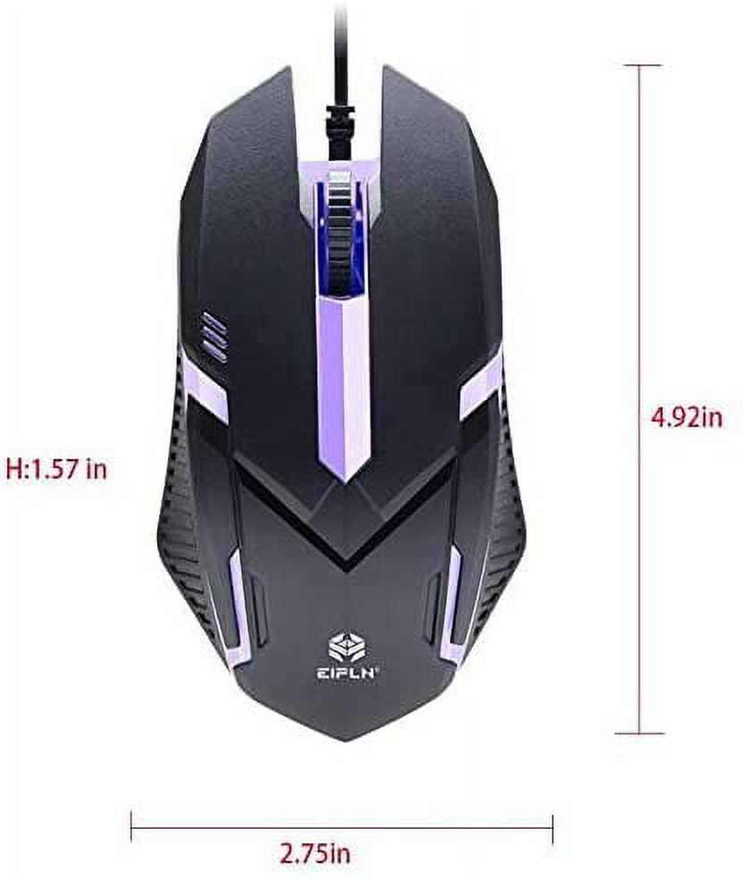 3-button PC Mouse Wired, Ergonomic USB Computer Mouse White, LED Backlit USB Gaming Mouse Computer Laptop