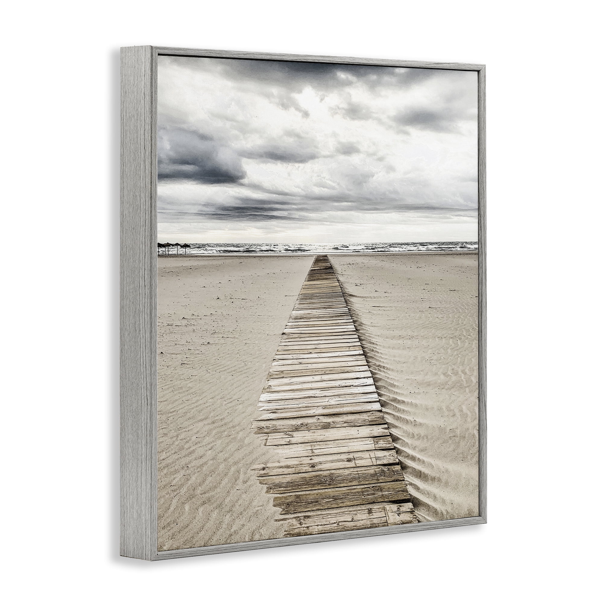 Stupell Industries Sand Covered Boardwalk Landscape Photography Gray Framed Art Print Wall Art, 24 x 30