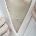 thumbnail image 4 of JeenMata Lab Grown Diamond Cross Pendant Necklace in 18K White Gold over Silver, 4 of 8