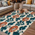 thumbnail image 2 of Fsddascl Orange Green Botanical Art Outdoor Rug for Patio/Deck/Porch, Non-Slip Large Area Rug 4 x 6 Ft, Summer Greenery Floral Indoor Outdoor Rugs Washable Area Rugs, Reversible Camping Rug Carpet, 2 of 5