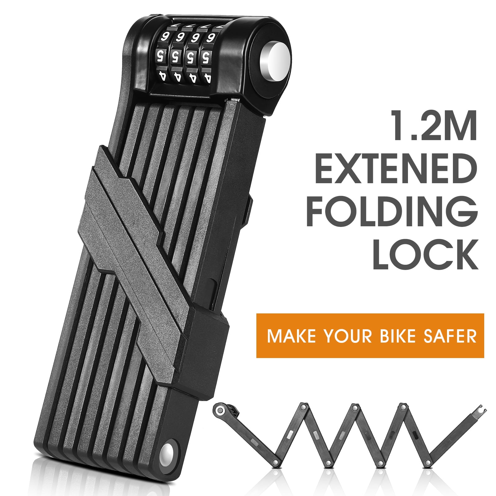 West Biking Folding Bike Lock 4Digital Password Steel AntiTheft Heavy