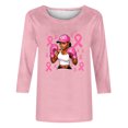 thumbnail image 4 of JOANKDMI Graphic T-Shirts for Women Breast Cancer Awareness Tops Pink Ribbon Print Tees Crewneck 3/4 Sleeve Casual Shirts Inspirational Everyday Wear Activewear Blouse, 4 of 5