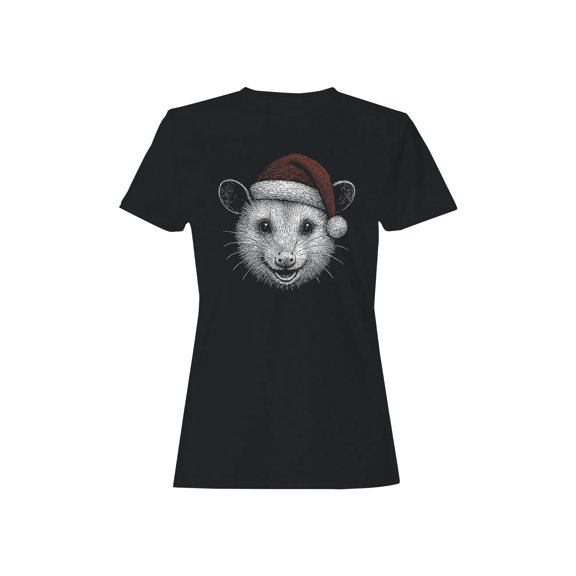 Festive Opossum in Santa Hat Women's T-shirt