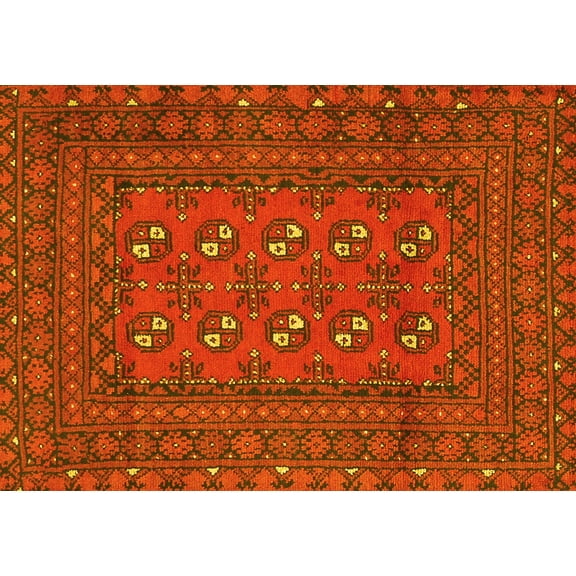 Ahgly Company Machine Washable Indoor Rectangle Persian Yellow Traditional Area Rugs, 5' x 7'