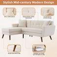 thumbnail image 7 of Modern Mid-Century 80" W L-Shaped Couch Sofa with Chaise Lounge, Beige Fabric, 7 of 7