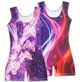 thumbnail image 2 of Aideaone 2 Pack Gymnastics Leotards for Girls Sparkly Toddler Biketards with Shorts Kids Unitard Dance Sportswear 3-10T, 2 of 3