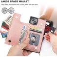 thumbnail image 5 of Crossbody Wallet Case for iPhone 14 with RFID Blocking Card Slot Holder, Magnetic Flip Folio Purse Case, PU Leather Zipper Handbag with Detachable Lanyard Strap 6.1 Inch 5G (Rose Gold), 5 of 15