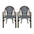 thumbnail image 2 of Cecil Aluminum and Wicker Outdoor French Bistro Chairs, Set of 2, Black, White, and Brown Wood, 2 of 7