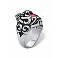 thumbnail image 2 of PalmBeach Jewelry Men's 2.65 TCW Square-Cut White or Garnet Red Cubic Zirconia Tribal Lion Ring in Antiqued Yellow Gold Ion-Plated or Stainless Steel, 2 of 5