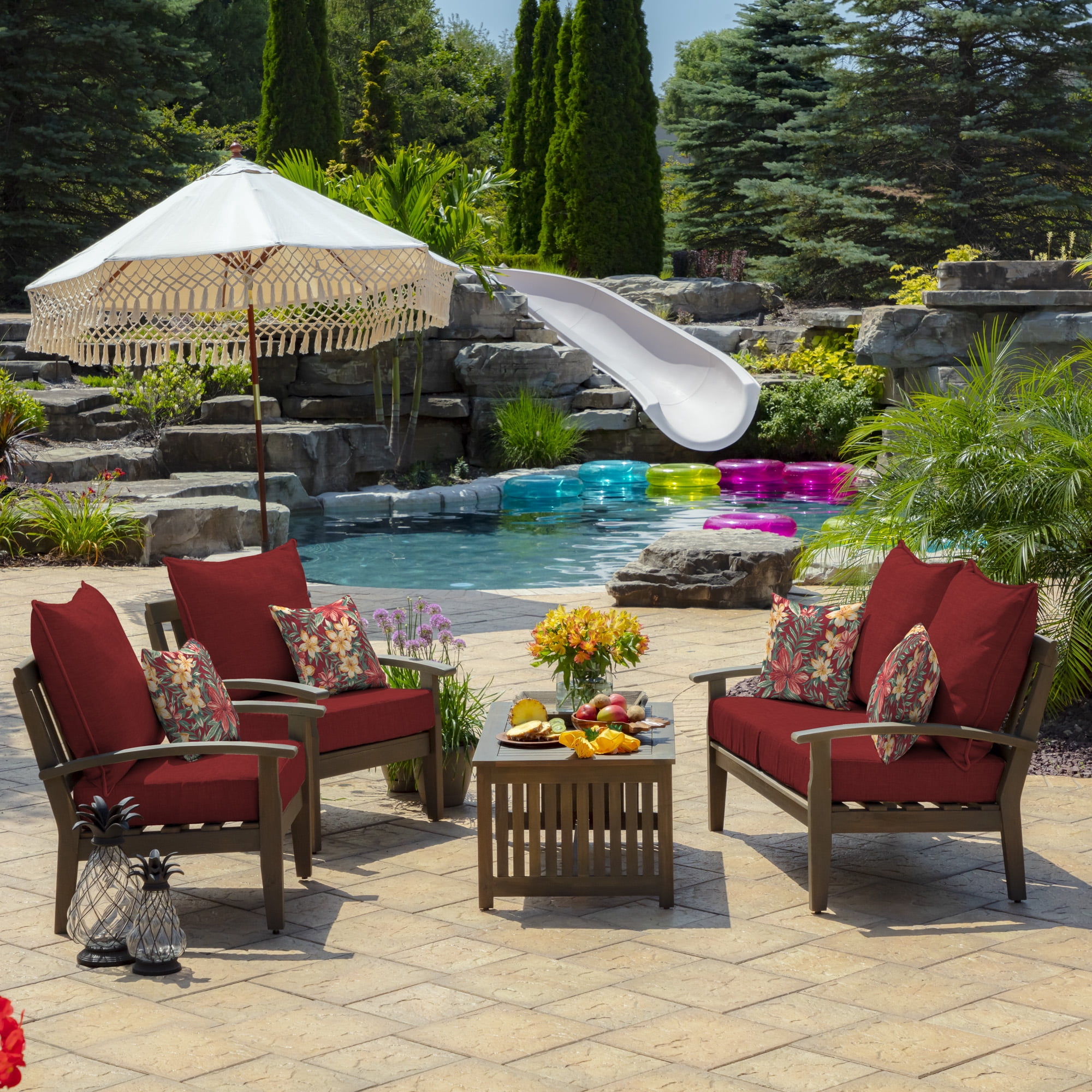 ARDEN Outdoor Toss Pillow (2 Pack) 16 x 16, Ruby Clarissa