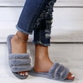 thumbnail image 5 of Anuirheih Plush Slippers Women, Open Toe Casual Sandals Slip On Shoes Soft Home Sandals Indoor Outdoor(Gray), 5 of 9